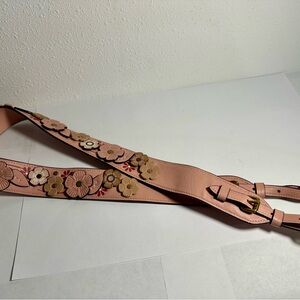 COACH: Peony Pink Tea Rose Novelty Smooth Leather Strap